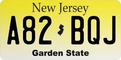 NJ license plate A82BQJ