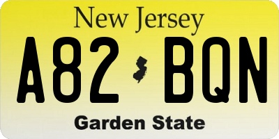 NJ license plate A82BQN
