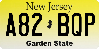 NJ license plate A82BQP