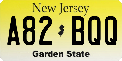NJ license plate A82BQQ