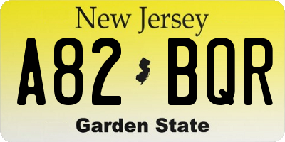NJ license plate A82BQR