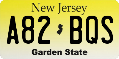 NJ license plate A82BQS