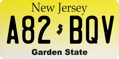 NJ license plate A82BQV