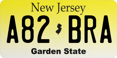 NJ license plate A82BRA