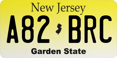 NJ license plate A82BRC