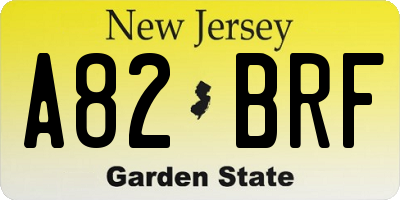 NJ license plate A82BRF