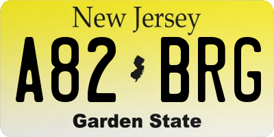 NJ license plate A82BRG