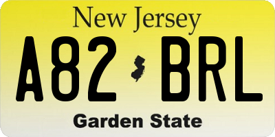NJ license plate A82BRL