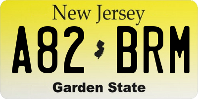 NJ license plate A82BRM
