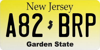 NJ license plate A82BRP
