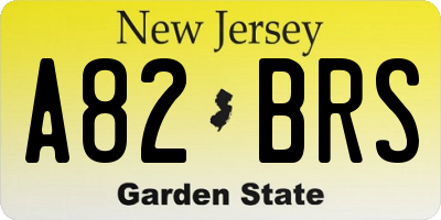 NJ license plate A82BRS