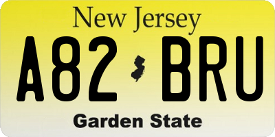 NJ license plate A82BRU