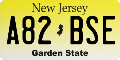 NJ license plate A82BSE