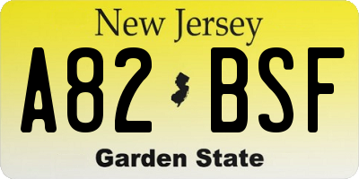 NJ license plate A82BSF