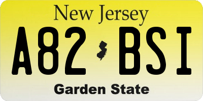NJ license plate A82BSI