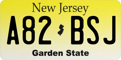 NJ license plate A82BSJ