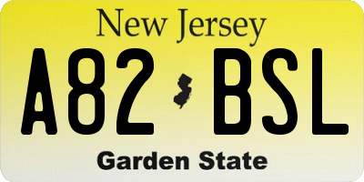 NJ license plate A82BSL