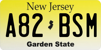 NJ license plate A82BSM