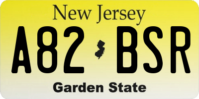 NJ license plate A82BSR