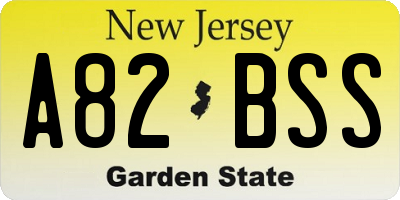 NJ license plate A82BSS