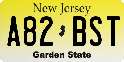NJ license plate A82BST