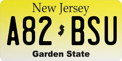 NJ license plate A82BSU