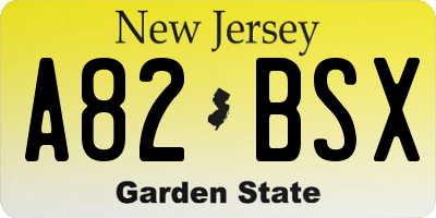 NJ license plate A82BSX