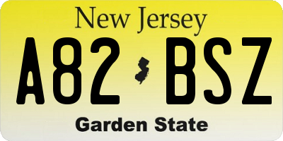 NJ license plate A82BSZ