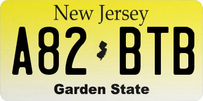 NJ license plate A82BTB