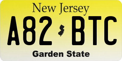 NJ license plate A82BTC