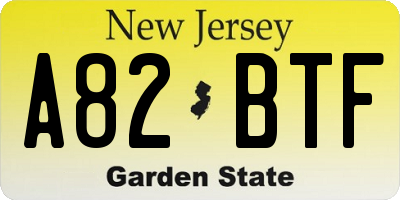 NJ license plate A82BTF