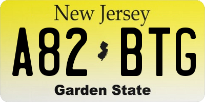 NJ license plate A82BTG