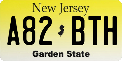 NJ license plate A82BTH