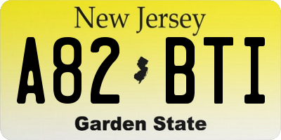 NJ license plate A82BTI