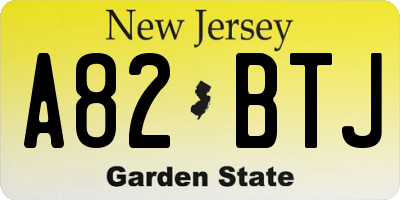 NJ license plate A82BTJ
