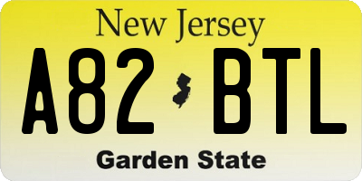NJ license plate A82BTL