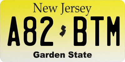 NJ license plate A82BTM
