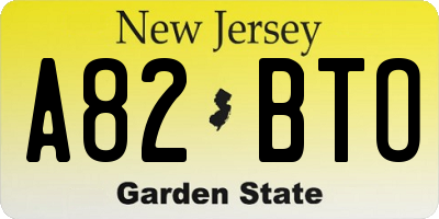 NJ license plate A82BTO