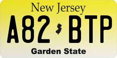 NJ license plate A82BTP