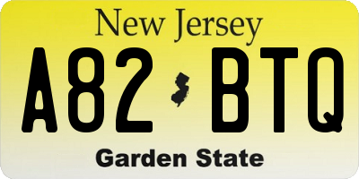 NJ license plate A82BTQ