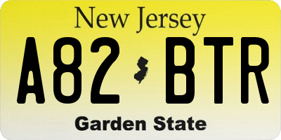 NJ license plate A82BTR