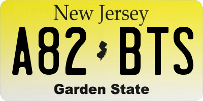NJ license plate A82BTS