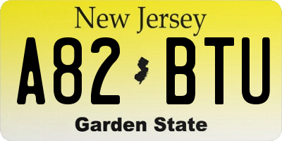 NJ license plate A82BTU