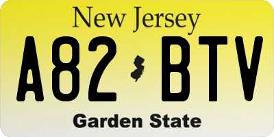 NJ license plate A82BTV