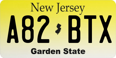 NJ license plate A82BTX