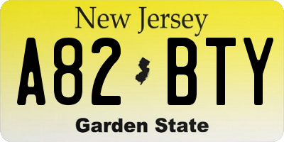 NJ license plate A82BTY