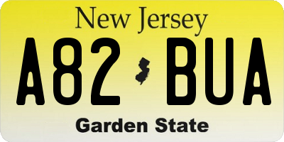 NJ license plate A82BUA