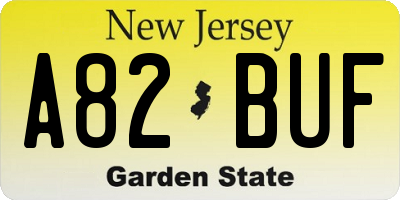 NJ license plate A82BUF