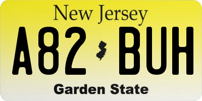 NJ license plate A82BUH