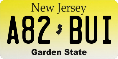 NJ license plate A82BUI
